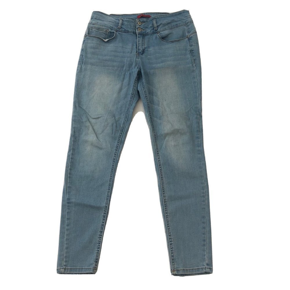 WAX JEAN Women's 15 Blue Butt I Love You Skinny Fit Denim Pants Size 15 (32x29)